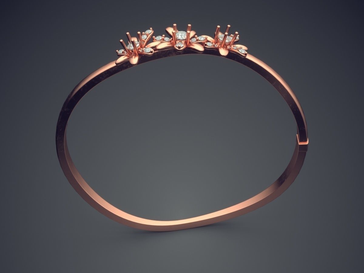 Thin Flower Motif Bracelet CAD-4716 3D print model_2