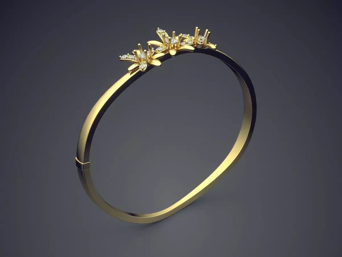 Thin Flower Motif Bracelet CAD-4716 3D print model_0