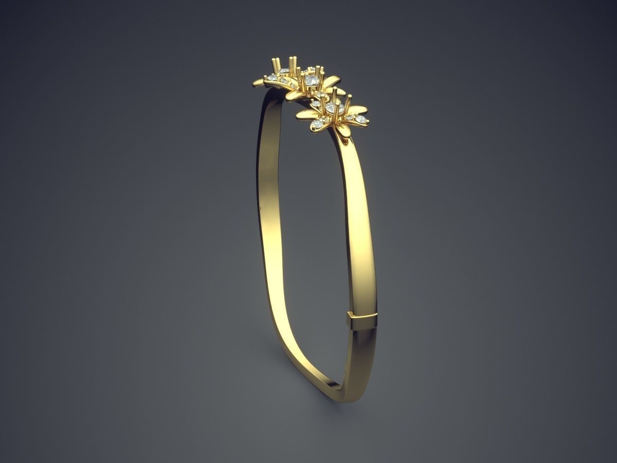 Thin Flower Motif Bracelet CAD-4716 3D print model_3