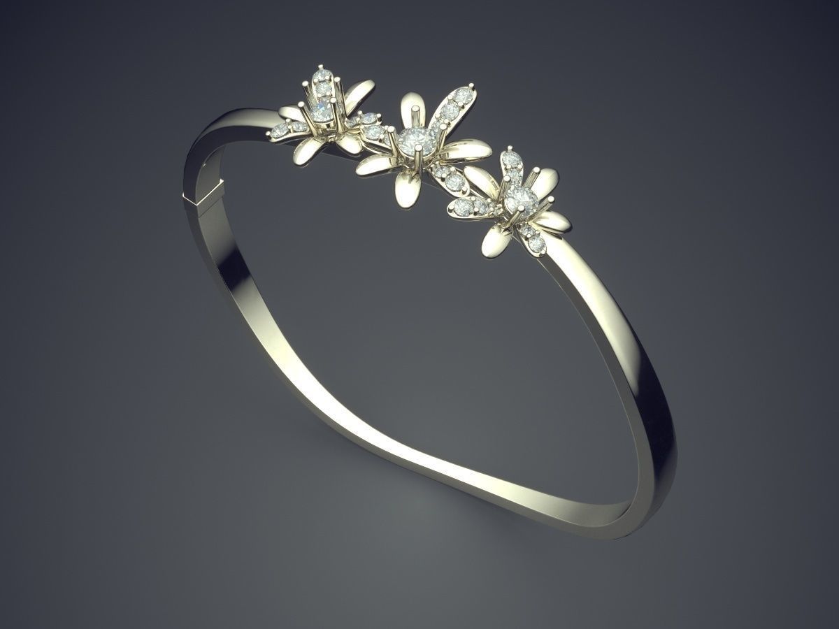 Thin Flower Motif Bracelet CAD-4716 3D print model_1