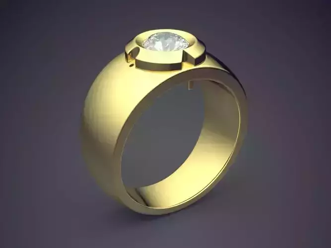 Thick Ring With Diamond CAD-4710