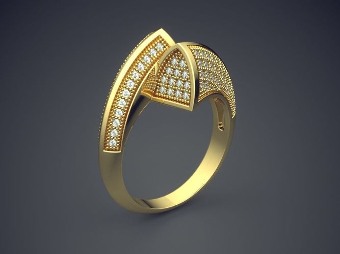 Unique Ring With Diamonds CAD-4708 3D print model