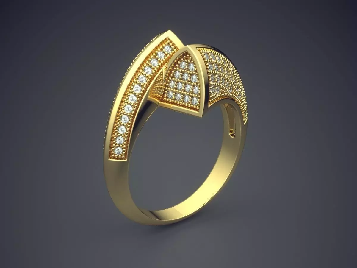 Unique Ring With Diamonds CAD-4708 3D print model