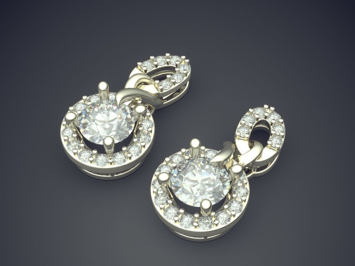 Earrings With Diamonds CAD-4701 3D print model_1