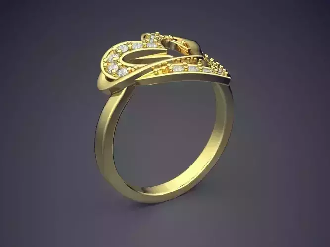 Heart-shaped Ring With Diamonds CAD-4699