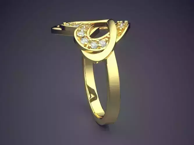 Heart-shaped Ring With Diamonds CAD-4699