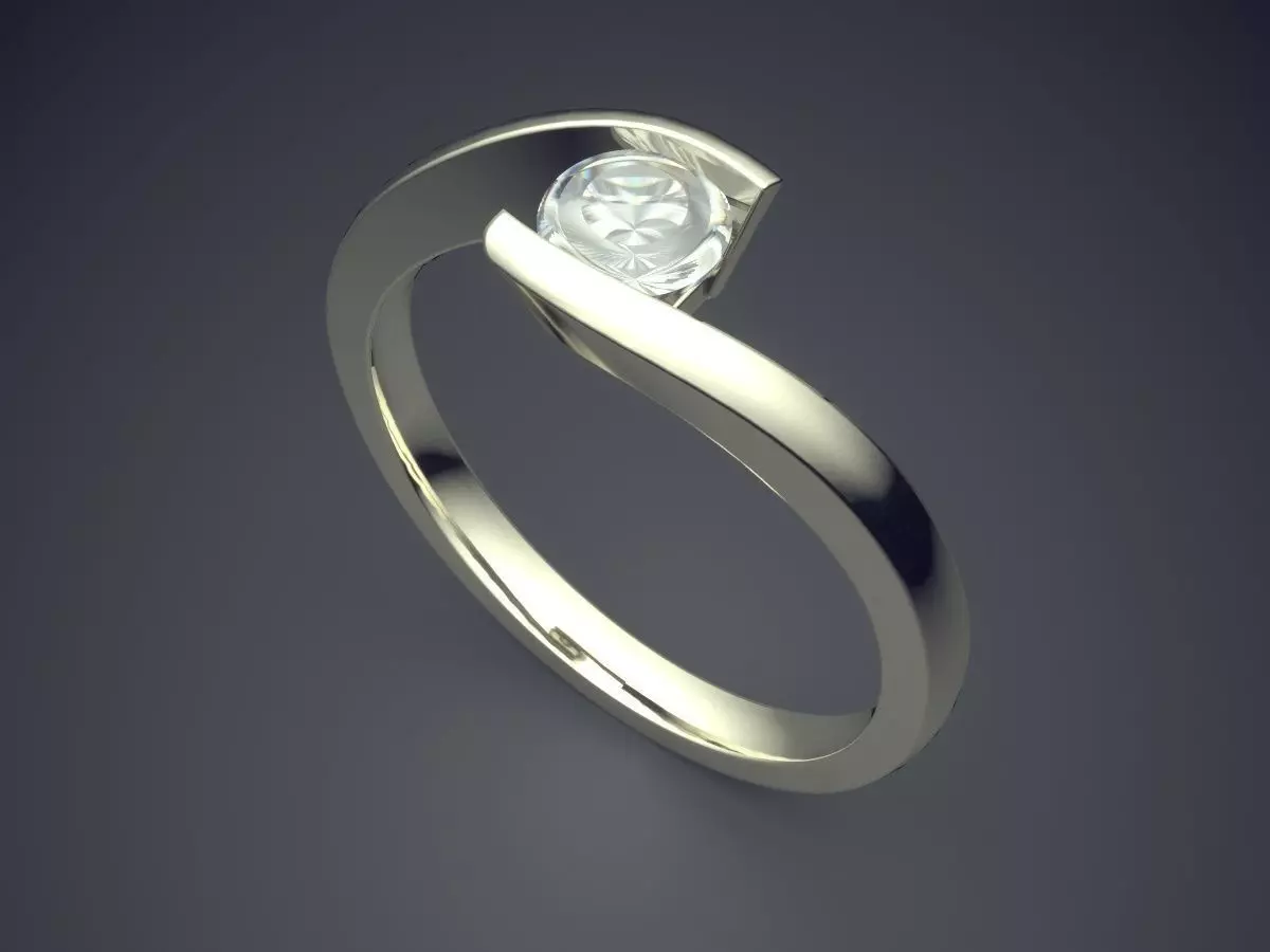 Ring With Diamond CAD-4684 3D print model_1