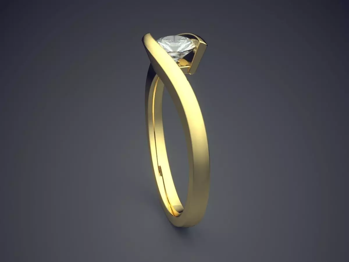 Ring With Diamond CAD-4684 3D print model_3