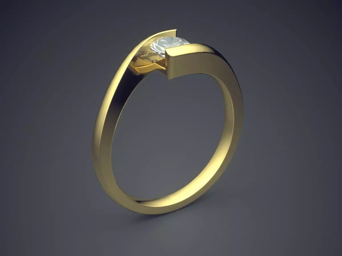 Ring With Diamond CAD-4684 3D print model_0