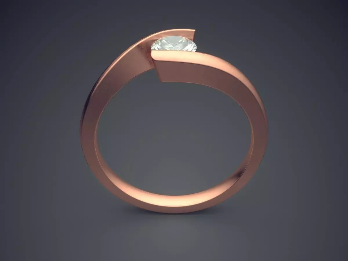 Ring With Diamond CAD-4684 3D print model_2