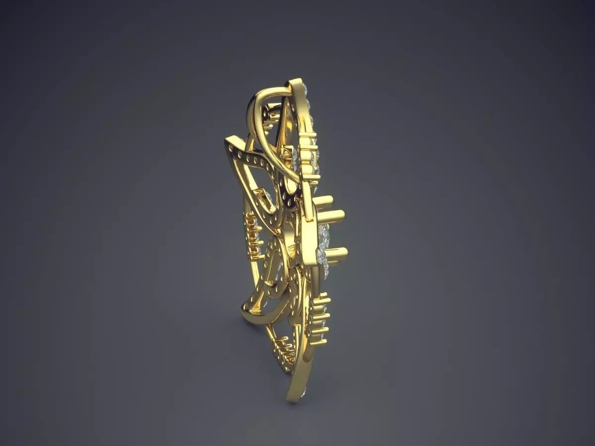 Unique Pendant With Diamonds CAD-4694 3D print model_3