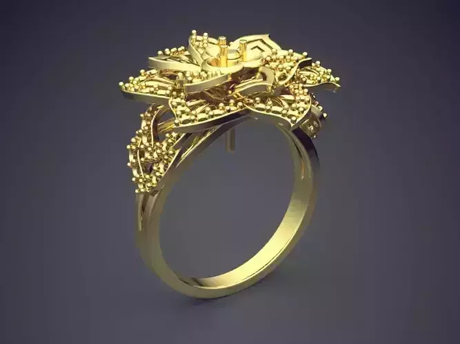 Flower Motif Ring CAD-4688 3D print model