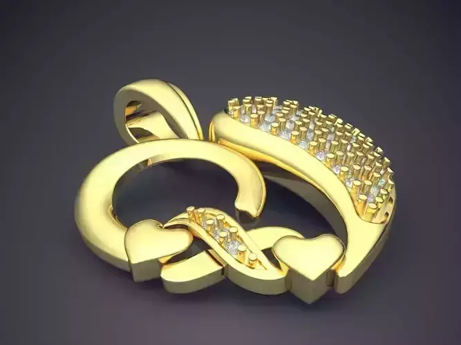 Heart Shape Pendant With Diamonds CAD-4689 3D print model