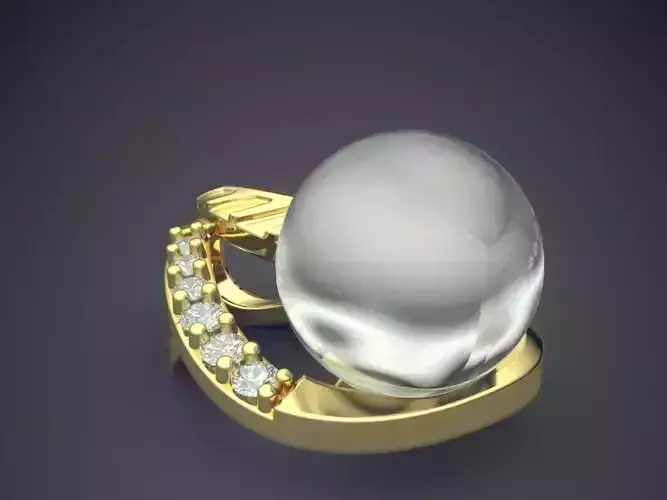 Pendant With Pearl And Diamonds CAD-4672 3D print model