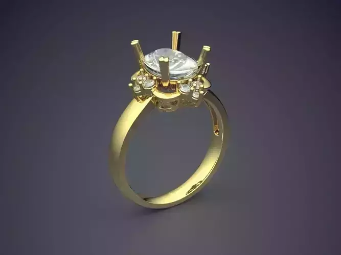 Ring With Diamonds CAD-4671 3D print model