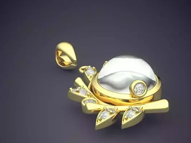 Pendant With Pearl And Diamonds CAD-4663