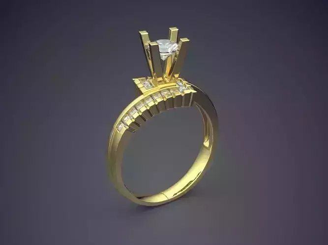 Ring With Diamonds CAD-4662 3D print model