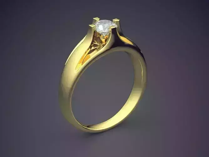Ring With Diamond CAD-4655 3D print model