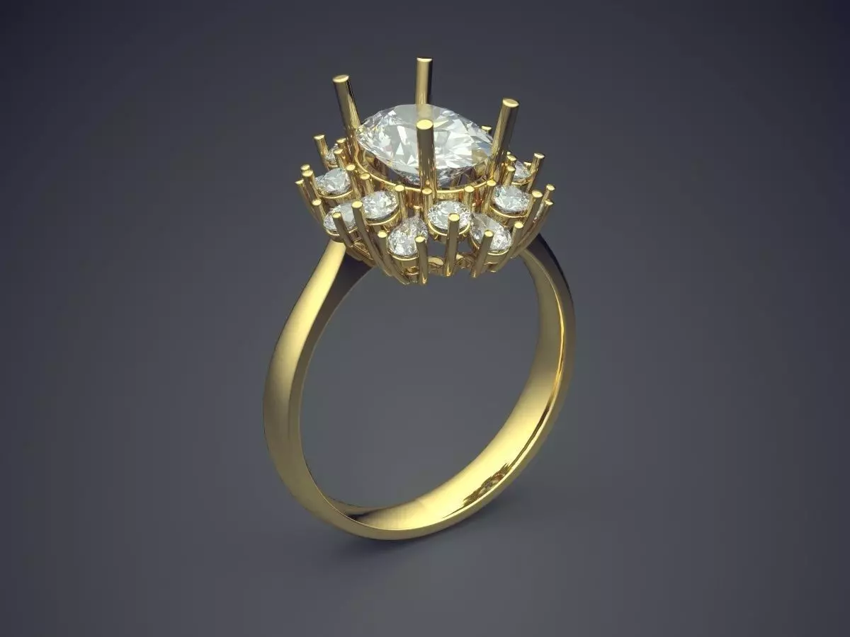 Ring With Diamonds CAD-4653 3D print model
