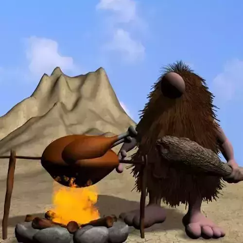Cartoon Caveman Character Rigged Low-poly 3D model