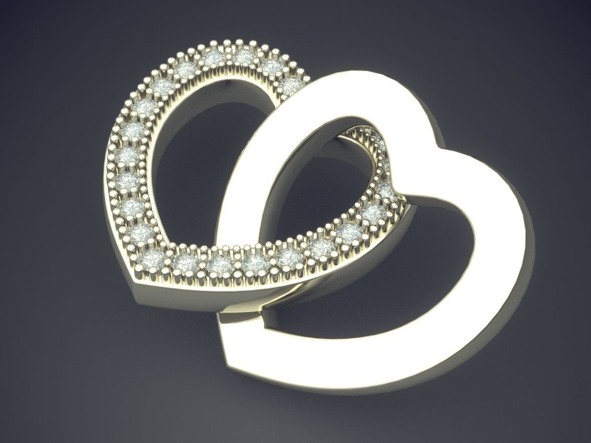 Two Hollow Intertwine Hearts 3D print model_1