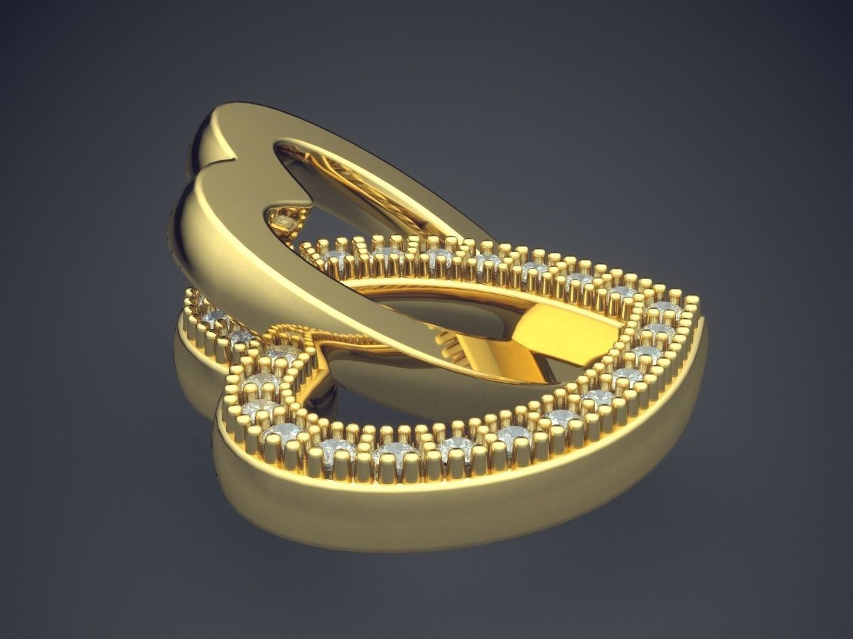 Two Hollow Intertwine Hearts 3D print model_3