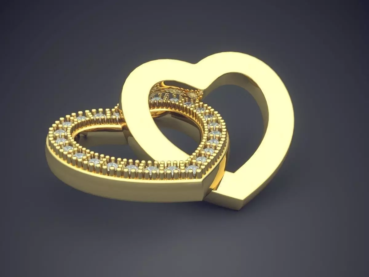 Two Hollow Intertwine Hearts 3D print model_0