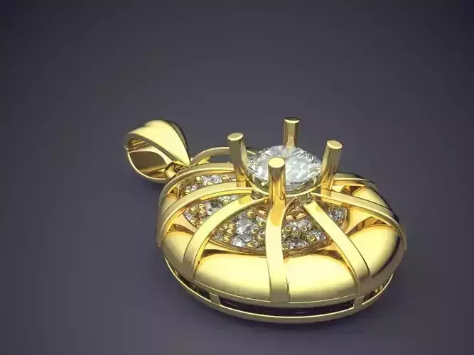 Drop Shaped Pendant With Diamond In The Middle CAD 4641