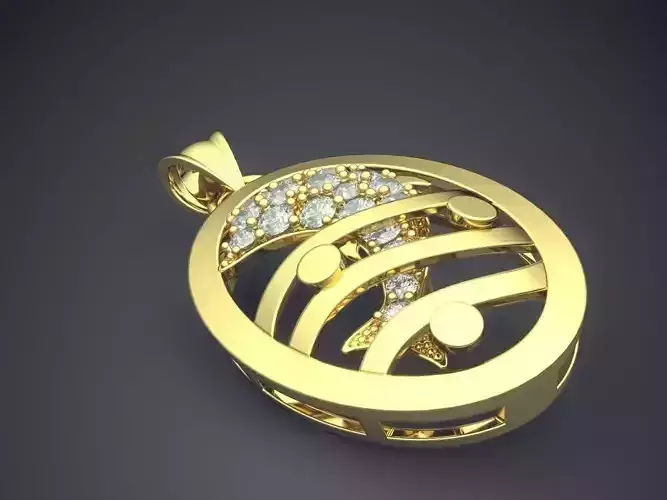 Oval Pendant With Small Diamonds Inside CAD 4637 3D print model