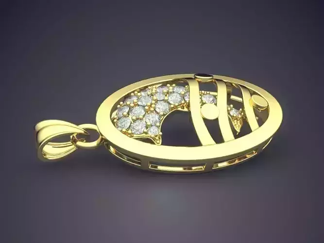 Oval Pendant With Small Diamonds Inside CAD 4637