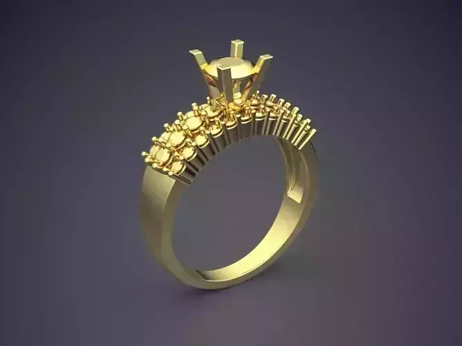 Ring With A Lot Of Diamonds On Top CAD 4636 3D print model