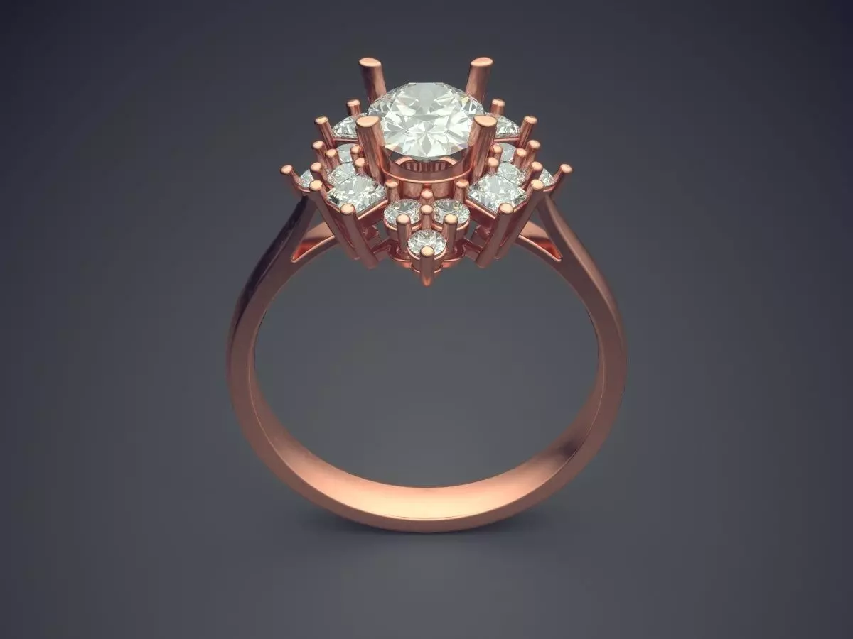 Luxury Ring With Bunch Of Diamonds On Top CAD 4633 3D print model_2