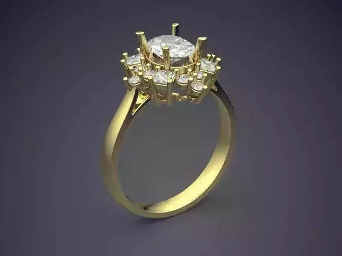 Luxury Ring With Bunch Of Diamonds On Top CAD 4633 3D print model