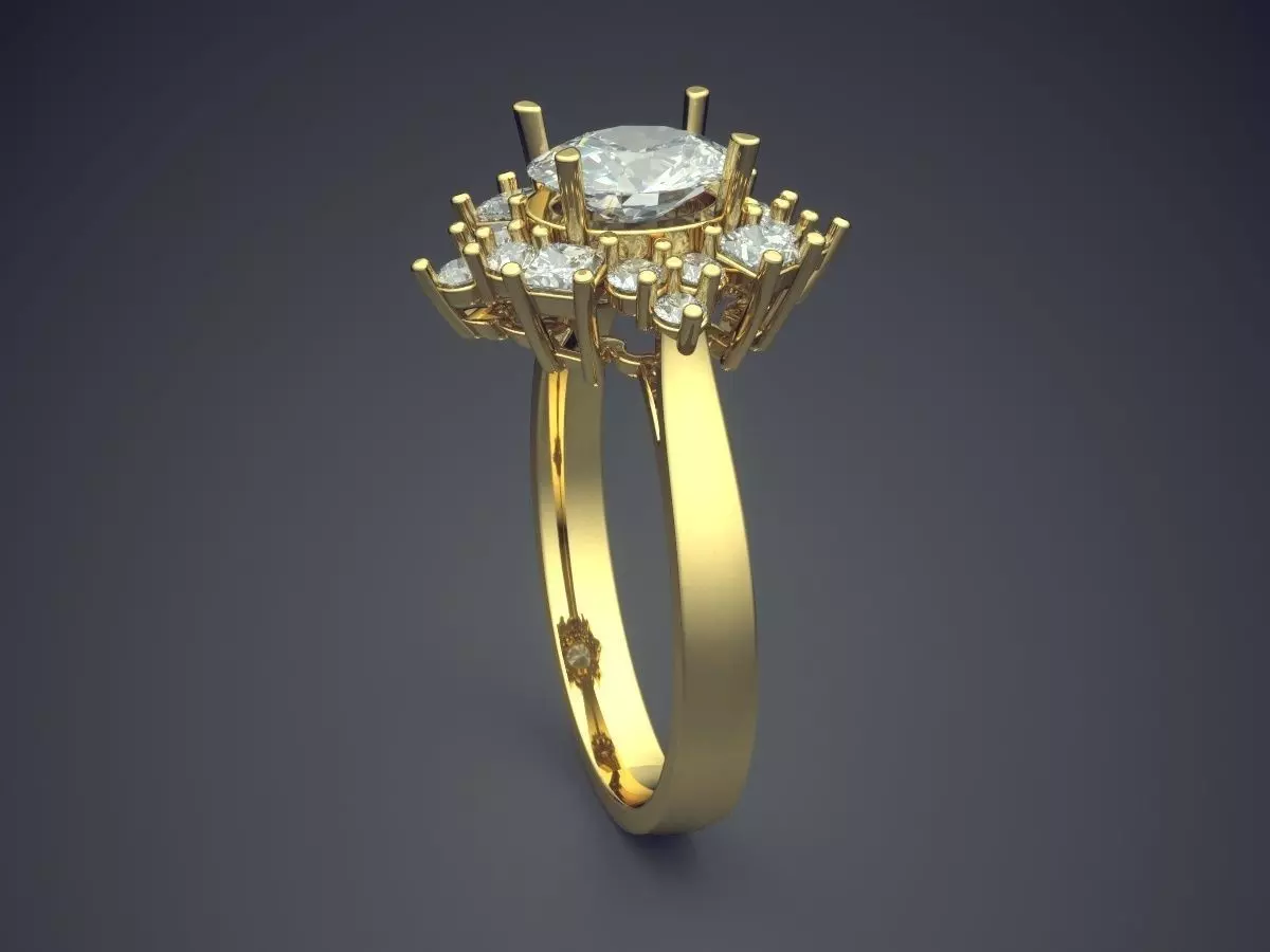 Luxury Ring With Bunch Of Diamonds On Top CAD 4633 3D print model_3