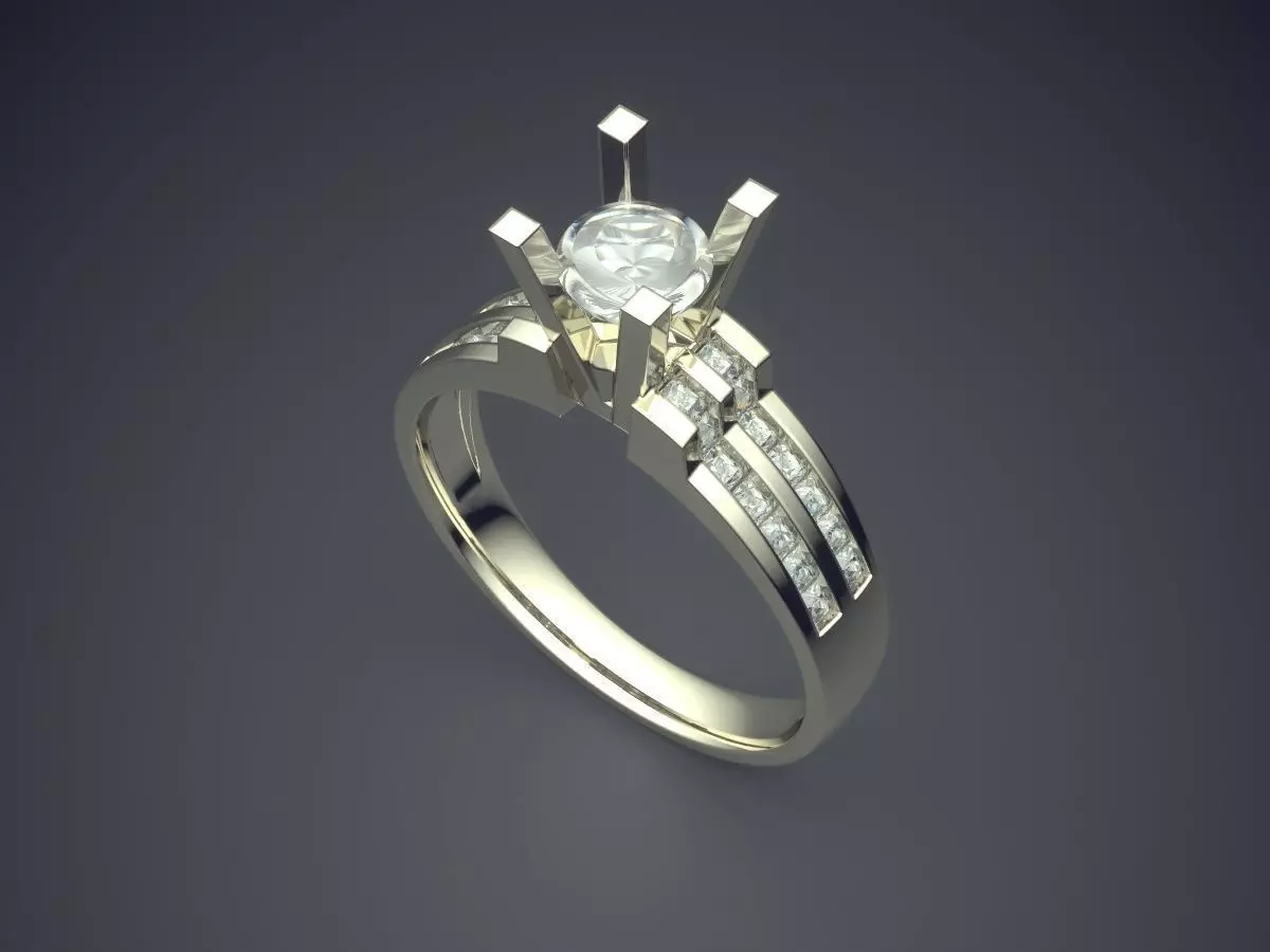 Simple Earrings With Small Columns And Diamond CAD 4631 3D print model_1