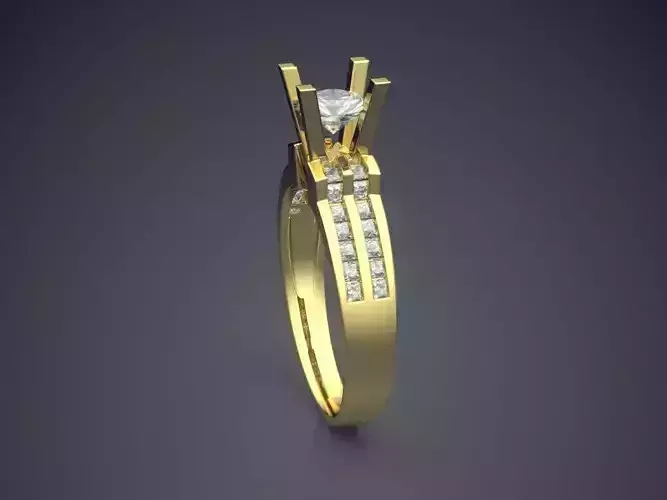 Simple Earrings With Small Columns And Diamond CAD 4631