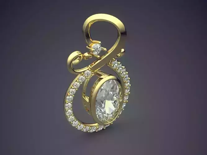 Pendant With Diamonds On The Side CAD 4632 3D print model