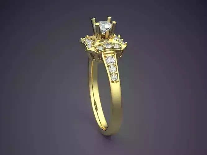 Ring With Square Ornament And Diamond On Top CAD 4629