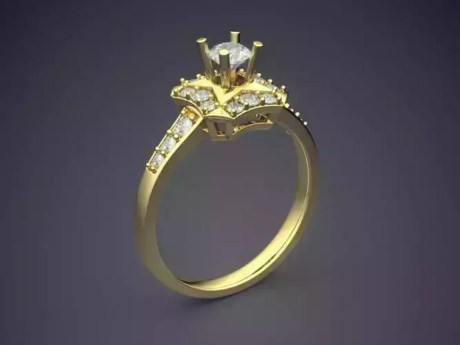 Ring With Square Ornament And Diamond On Top CAD 4629 3D print model