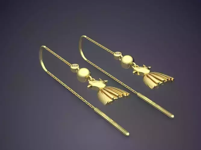 Thin Hanging Earrings With Ornaments CAD 4630