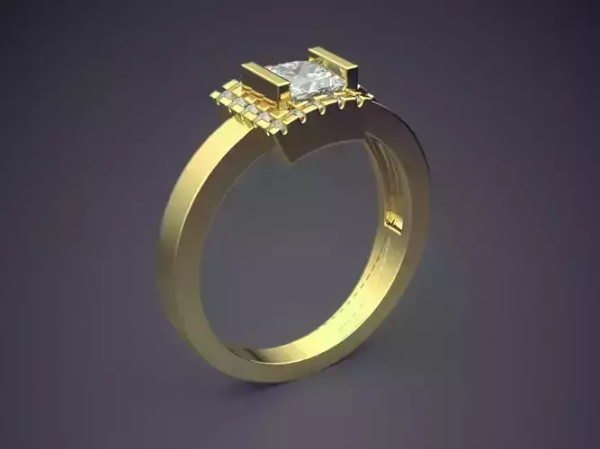 Edgy Ring With Square Diamond CAD 4624 3D print model