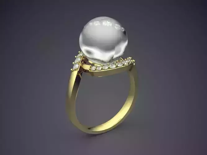 Ring With A Huge Diamond Sphere CAD 4625