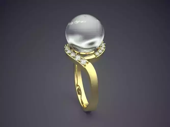 Ring With A Huge Diamond Sphere CAD 4625