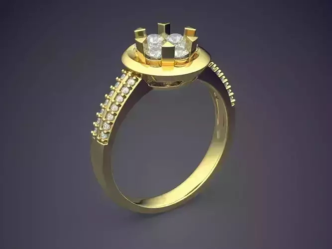 Ring With Small Diamonds On Top CAD 4620 3D print model