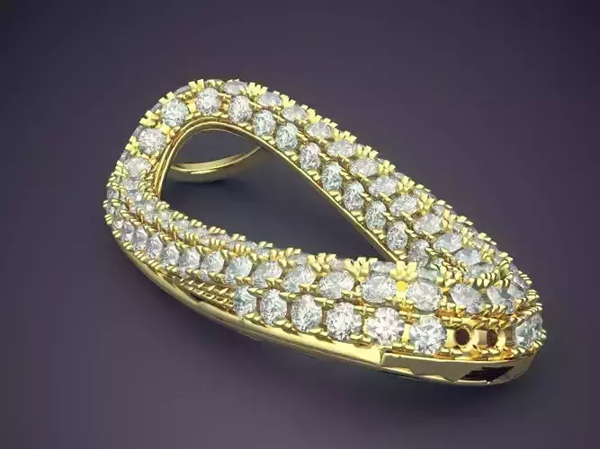 Interestingly Shaped Brooch Covered In Diamonds CAD 4623 3D print model