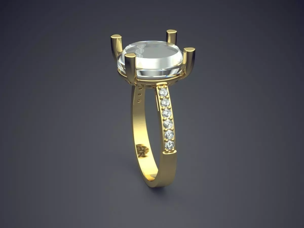 Ring With Diamonds CAD-4616 3D print model_3