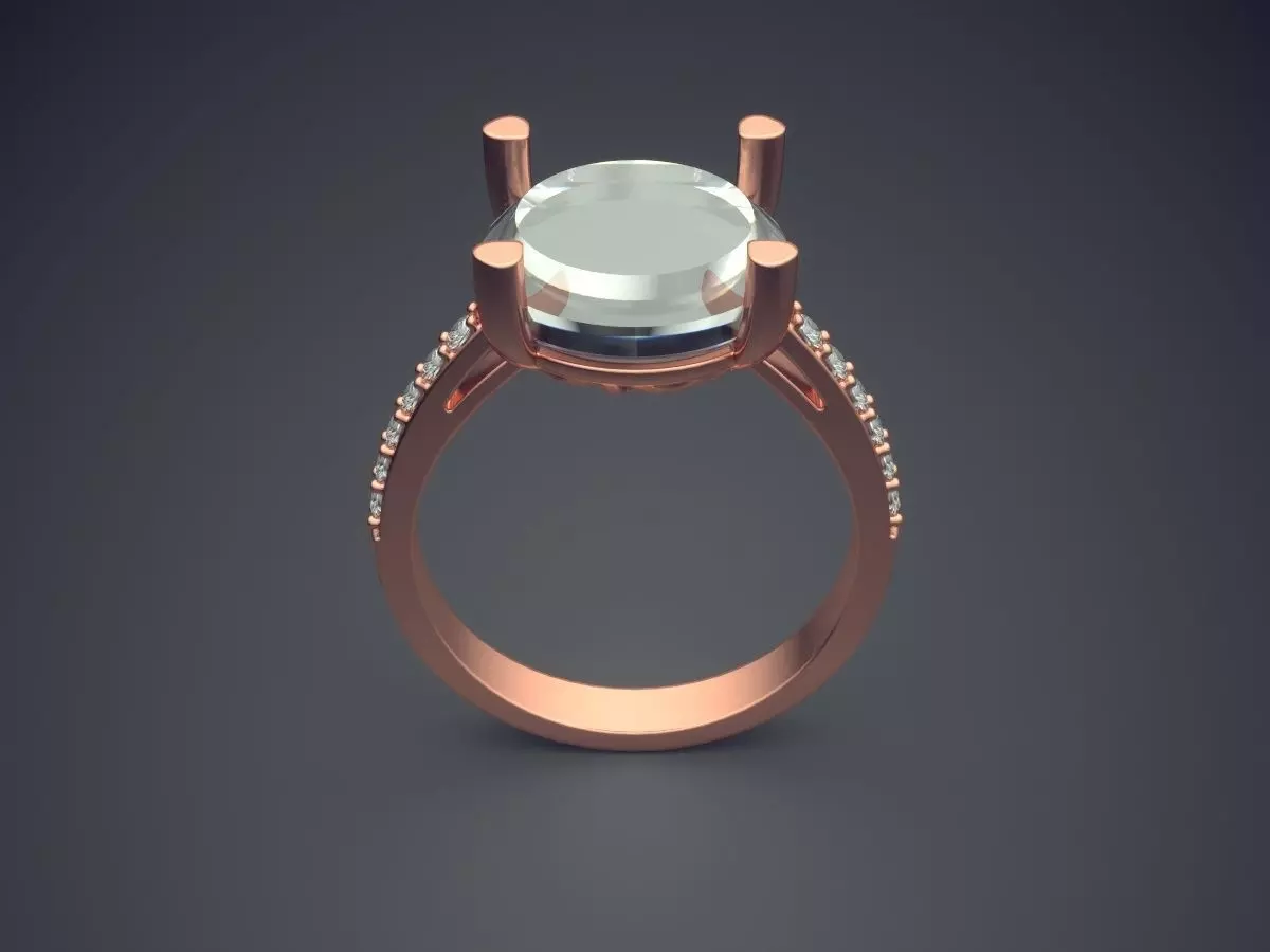 Ring With Diamonds CAD-4616 3D print model_2