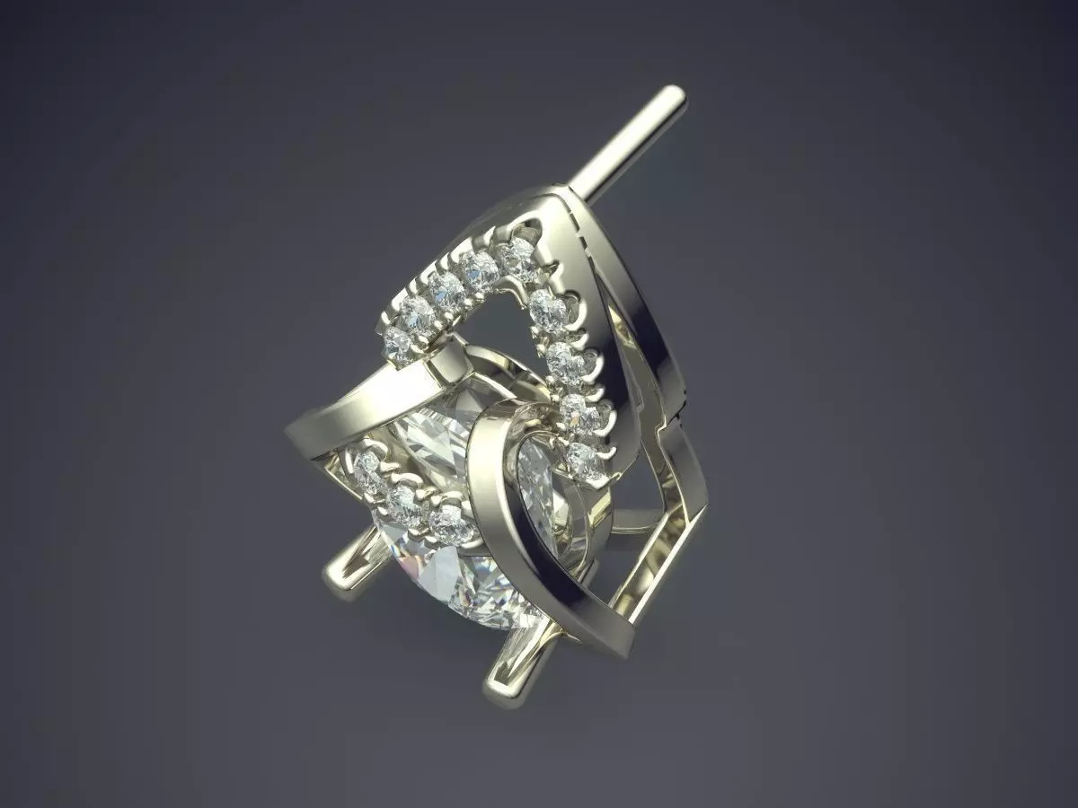 Brooch With Diamonds CAD-4613 3D print model_1