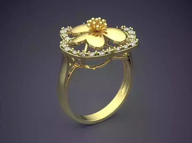 Ring With Diamonds CAD-4611 3D print model