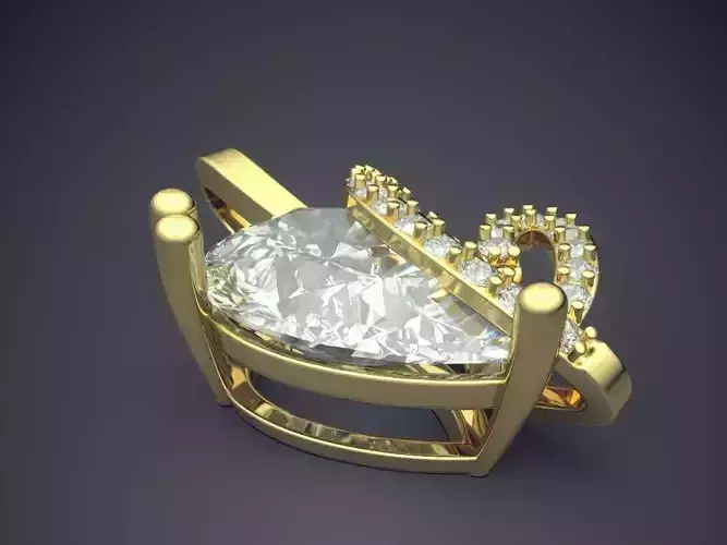 Pendant With Enormous Diamond And Smaller Ones CAD 4608 3D print model